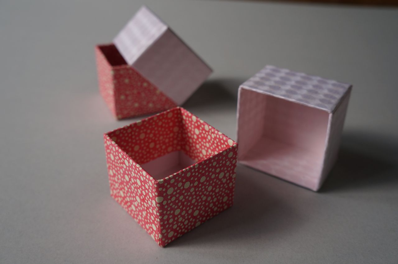小さなアクセサリーの収納用に使用する和紙と千代紙の小箱を作製